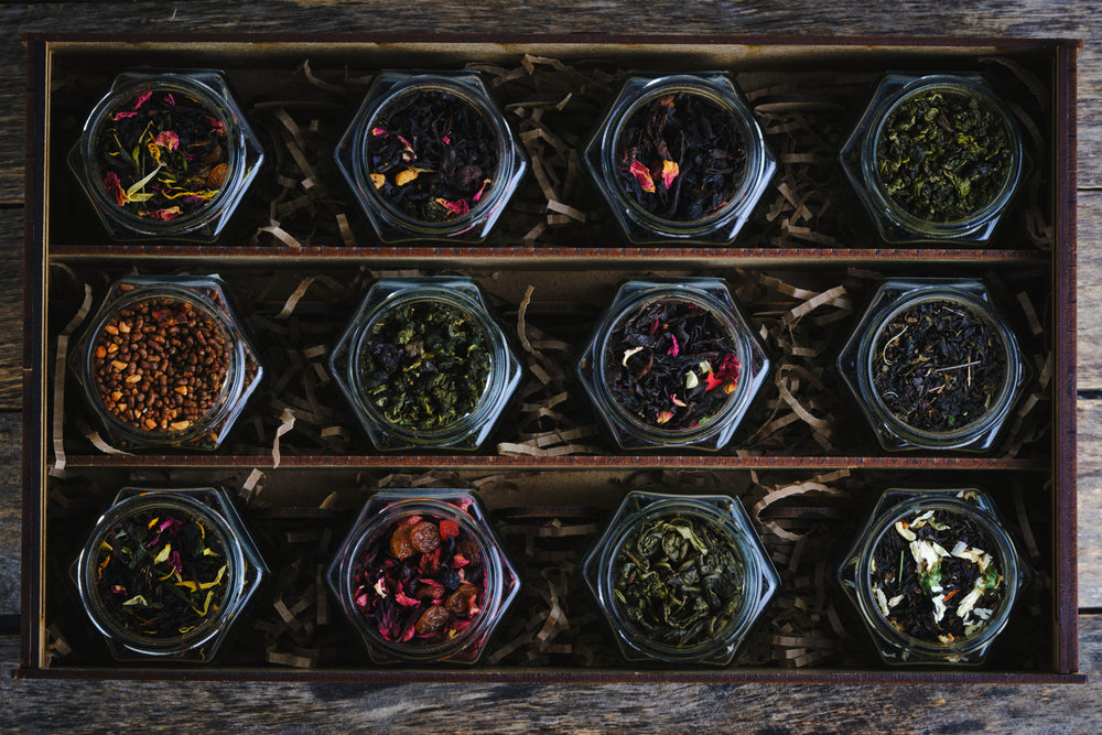 Tea drawer collection of loose leaf teas and teabags